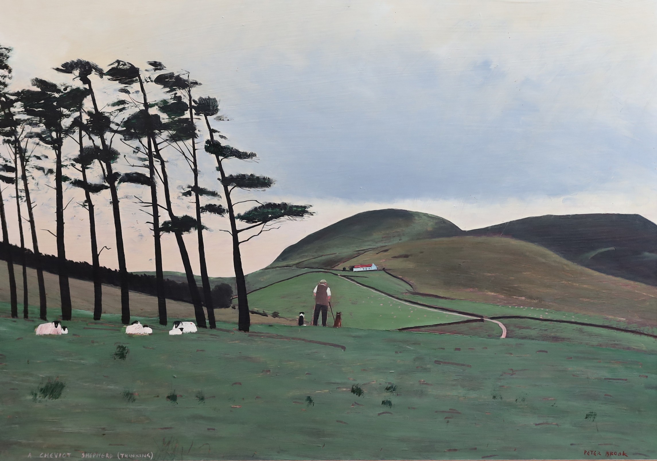 Peter Brook (1927-2009), 'A Cheviot Shepherd (Thinking)', oil on board, 50 x 70cm